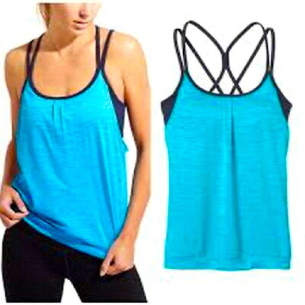 Athleta Shadow Stripe Energize Built-in Bra Top